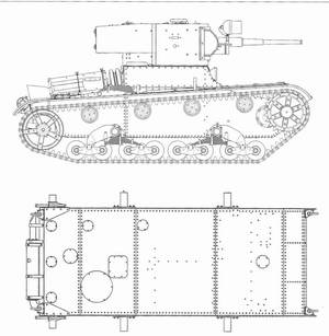 Linear T-26 tank Mod. 1934. Vehicle equipped with the battle headlights
