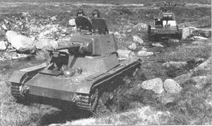 T-26 on patrol. Kildyn island, 1942