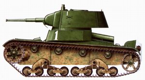 Light infantry support tank T-26 of model 1939 from the Red Army's 6th Mechanized Corps