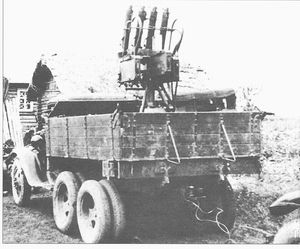 Anti-Aircraft macine-gun system - quadrupled "Maxim" 7.62 mm machine-gun system mounted on GAZ-AAA truck chassis.