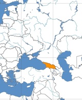 Georgia lies in the rugged Caucaus region, between Russia to the north and Turkey to the south. Courtesy David Liuzzo.