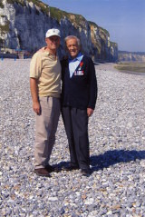 Dieppe, France. Eric and Ben Weider stand on the beach at Dieppe, France, the site of the famous 1942 commando raid that featured bravery of Canadian troops above and beyond the call of duty.