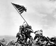 U.S. Marines raise the flag atop Mt. Suribachi on Iwo Jima. (Joe Rosenthal)