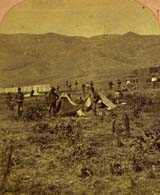 Soldiers set up camp on the Clearwater River during the Nez Perce Campaign of 1877. (Library of Congress)