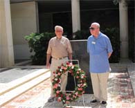 Two World War II veterans lay a wreath in the Court of Honor at the American military cemetery, Carthage, Tunisia, on Sept. 11, 2010. (Shirley D’Este)