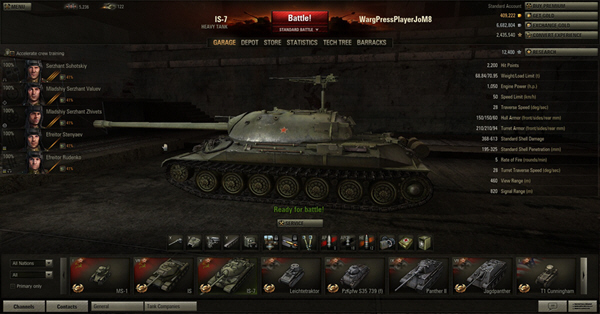 The monstrous IS-7...safely caged in its garage.