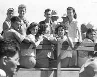 Internees freed from Los Banos prison camp. US Army photo.