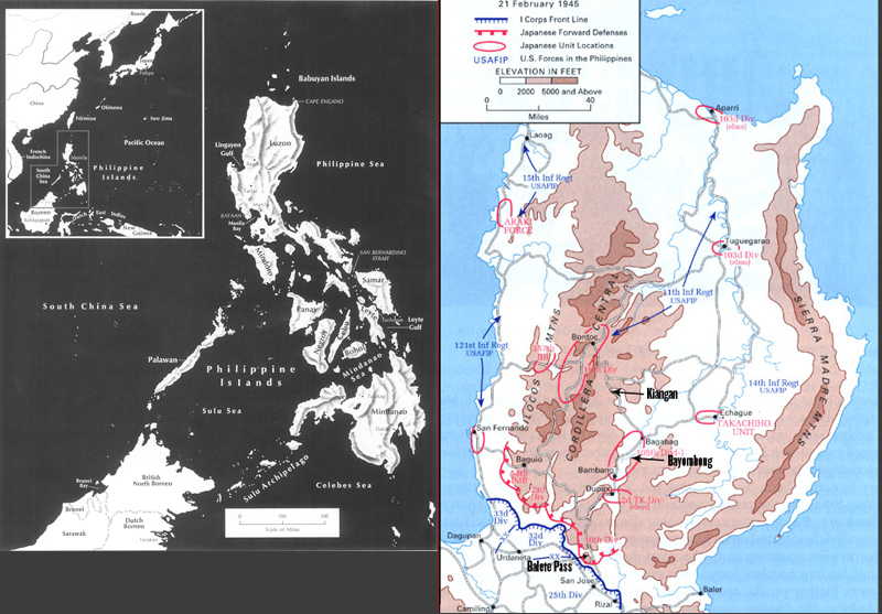 (Left) Republic of the Philippines; (right) Northern Luzon, February 21, 1945 (Both Maps: U.S. Army/Armchair General)