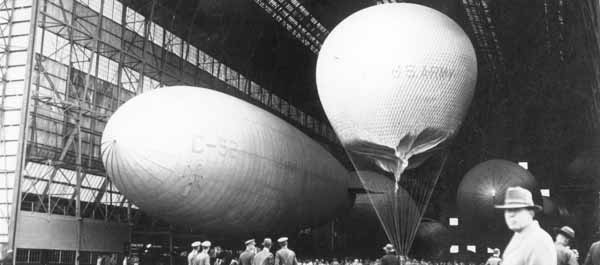 Ballons in a Hangar during the 1920s.