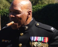 Eddie Ray, now a Marine lieutenant colonel, at a reception after his retirement ceremony in 2008.
