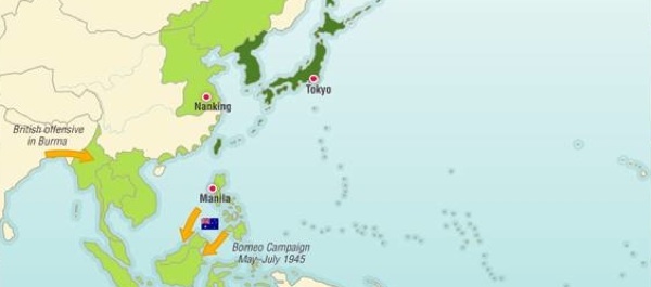 Click to see an animated map of military ops in Asia from Japan's invasion of Burma to dropping the A-bomb. Courtesy The Map as History. 
