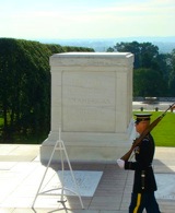 An honor guard watching over the Tomb of the Unknowns, Arlington National Cemetery, July 27, 2012.