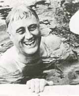 FDR enjoys swimming in Warm Springs, Georgia. (FDR Presidential Library and Museum)