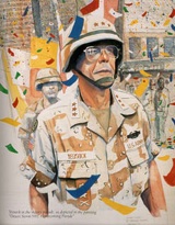 Poster depicting Lt. Gen. Yeosock during Desert Storm Welcome Home parade.