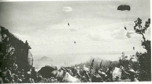 Paratroopers of 503d Parachute Regiment descend on Corregidor Islandâ€™s "Topside".