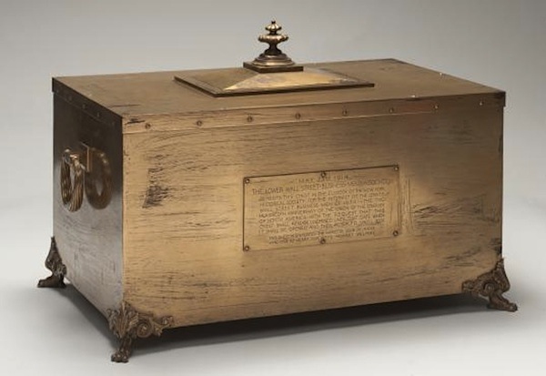 Photo of the 1914 time capsule, courtesy New-York Historical Society