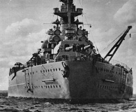 Battleship Bismarck, photographed from astern. U.S. Naval Historical Center.