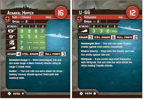 Admiral Hipper and U-66 stat cards