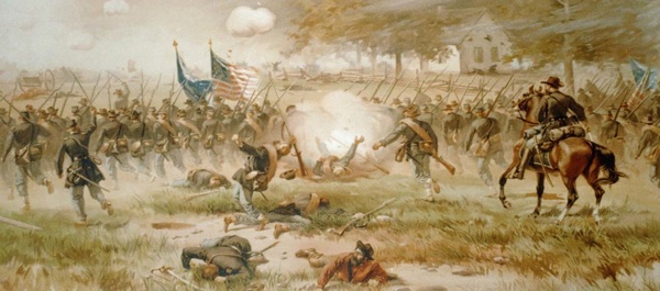 Union forces advance at Antietam. Library of Congress Prints and Photographs Division