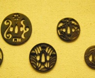 Japanese Tsuba, handguards of samurai swords, in the V & A Museum