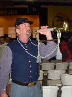 Lee Rowland of the 12th US Colored Heavy Artillery performs "Taps" during the final roll call of soldiers killed in the Simpsonville Slaughter.