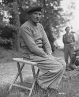 General Bernard Law Montgomery at his first press conference in the field in France. (National Archives)