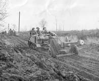 British troops made their first penetration into Germany in the Geilenkirchen sector where a combined Anglo-American offensive under command of the British Second Army was launched on the morning of  November 18, 1944. (National Archives)