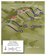 Lt. Col. Henry Hampton launched his entire 1st Battalion, plus the attached F Company from the 2d Battalion, in a frontal assault that quickly led to the capture Riva Ridge&rsquo;s five peaks. Five days of fierce German counterattacks failed to dislodge Hampton&rsquo;s mountain troopers.