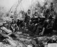 Geronimo and Gen. Crook talk during surrender negotiations. (C.S. Fly)
