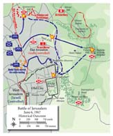 Col. Gur chose to attack at night on June 6 (Course of Action One: Night Attack), with the 66th Battalion striking north and targeting Ammunition Hill, while the 71st Battalion and the 28th Battalion attacked eastward. Although the 71st made good progress and captured Wadi el Joz, the 28th was hit hard by enemy mortar fire while still in its assembly area. The 28th then lost its way in the dark and suffered even more casualties. The 55th Parachute Brigade eventually took Ammunition Hill, Wadi Joz, and Augusta Victoria Hill on June 6, effectively cutting off the Old City. The brigade then captured the city itself on June 7.