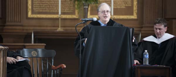 Author and historian Carlo D'Este speaks during the Kemper Lecture at Westminster College.