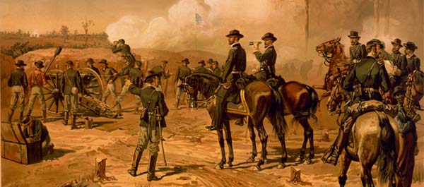 Sherman's men lay siege to Atlanta, depicted in this 19th Century print by L. Prang & Co. (Library of Congress)
