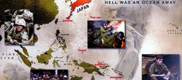 Locations of battles depicted in The Pacific miniseries. Map copyright Home Box Office, Inc. All rights reserved.