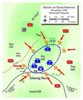 Capt. Barber chose to &ldquo;circle the wagons,&rdquo; keeping the entire company together in a single position on Fox Hill (CDG Course of Action One: Single Position). From November 28 until midday December 1, Fox Company&rsquo;s Marines successfully defeated waves of Chinese attacks, killing hundreds of enemy troops while holding the vital Toktong Pass escape route open.
