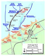 Keyes was convinced that to give the blocking cruisers the best chance to reach the canal entrance, he had to find a way to divert the German defenders&rsquo; attention away from the raid&rsquo;s main objective. Thus he chose to land an assault force of armed sailors and Royal Marines on Zeebrugge&rsquo;s mole (Course of Action Two: Diversion). Although two blockships were successfully scuttled at the mouth of the canal, the Germans cleared a path for U-boat passage within a few days. (Petho Cartography)