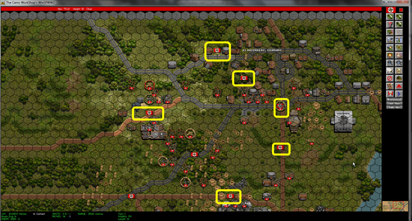 I have highlighted the victory objecties in yellow.