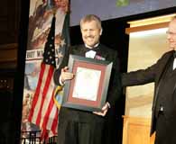 Colby Award presented to Karl Marlantes (left) by PML President Ed Tracy. (Scott Manning)