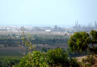 A giant oil refinery now occupies the site of one the key Big Red One beaches at Gela. View is from the Norman castle. (Shirley D&rsquo;Este)