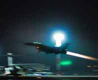 An Air Force F-16 Fighting Falcon of 480th Fighter Squadron takes off from Spangdahlem Air Base, Germany, in support of Operation Odyssey Dawn March 19, 2011. (Airman 1st Class Matthew B. Fredericks)