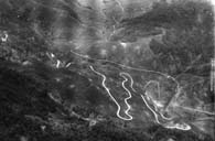 Aerial view of the terrain of the Balete Pass. (MacArthur Memorial)