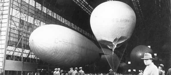 Ballons in a Hangar during the 1920s.