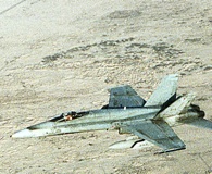 A Canadian CF/A-18A Hornet flying as part of a multinational air force during Operation Desert Shield. (Staff Sgt. Lee Corkran)