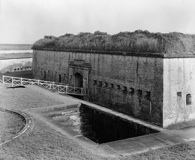 Fort Macon entrance and moat. Thomas T. Waterman, 1940, Library of Congress. Click to enlarge.