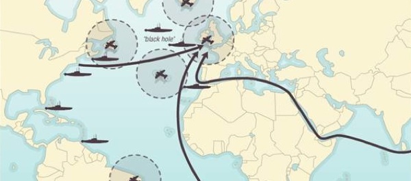 Click to see an animated map of operations in the Battle of the Atlantic during World War II. Courtesy The Map as History.