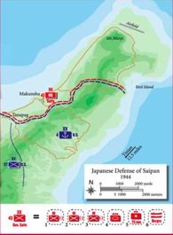 Situation, July 6, 1944, northern Saipan. Click to download pdf with larger map.