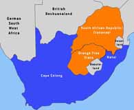 Map of South Africa circa 1900.