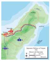 Gen. Saito decided to launch all his remaining fit soldiers in a mass attack against the American front line&rsquo;s weakest sector (Course of Action One: All-Out Attack). Although this largest &ldquo;banzai charge&rdquo; of the Pacific War inflicted heavy American casualties and overran several U.S. battalions, it was disastrously defeated, effectively ending organized Japanese resistance on Saipan. (Petho Cartography)