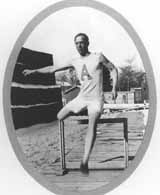 Patton practices hurdling during 1912 Olympics. (General George Patton Museum)