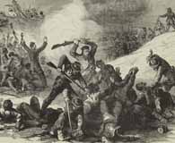 Another illustration depicting the events of the Battle of Fort Pillow as a massacre. (Library of Congress Prints and Photographs DIvision)