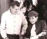 Powers with his son, Francis Gary Powers, Jr., on the set of the 1976 movie "Francis Gary Powers: The True Story of the U-2 Spy Incident." (coldwar.org)
